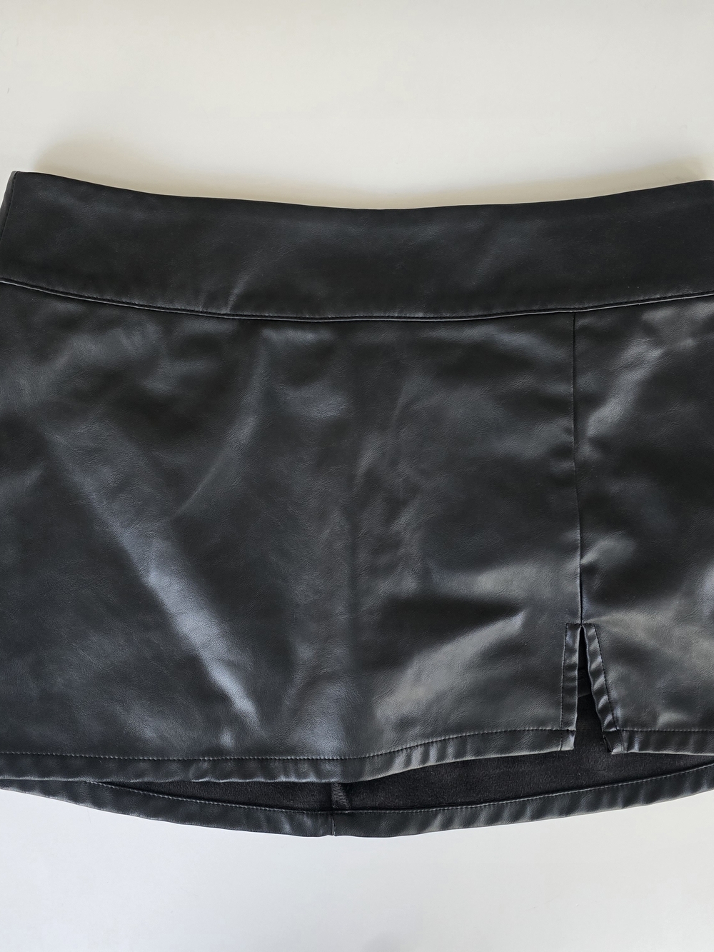 wild fable Black Faux Leather Mini Skirt with Front Slit